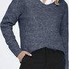 Only Camilla V-hals Trui - Dames Sweater - Vintage Indigo Melange
