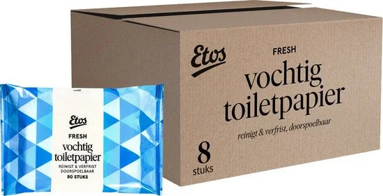 Etos Vochtig toiletpapier – Fresh – 640 stuks (8 x 80) - Megabox