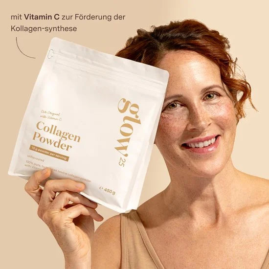 Glow25® Collageen Origineel (450 gram) - met vitamine C - collageenpoeder - hoogwaardig Collageenhydrolysaat