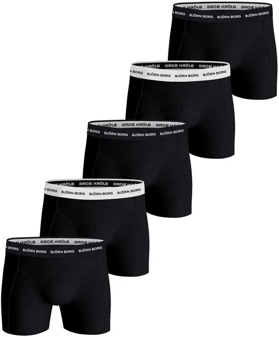 Björn Borg Cotton Stretch Boxershort Heren - Zwart/Wit/Zwart - 5 stuks - Heren onderbroeken - Boxer - Maat XL
