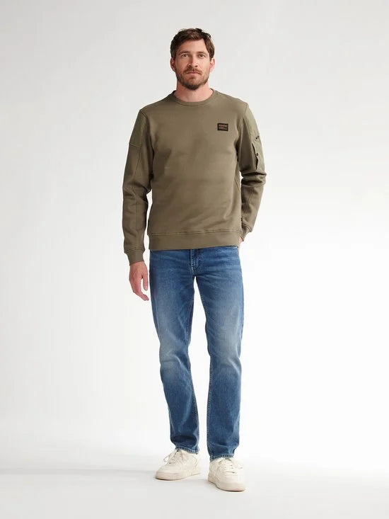 Petrol Industries - Heren Casual Trui - Round Neck - Regular Fit - 65% katoen / 35% polyester - Lichtgewicht & ademend - Groen - Maat L
