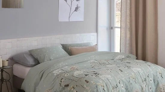 Ariadne at Home Flowers - Dekbedovertrek - Eenpersoons - 140x200/220 cm - Flanel - Green