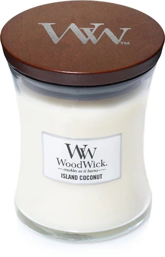 WoodWick Hourglass Medium Geurkaars - Island Coconut - 60 branduren