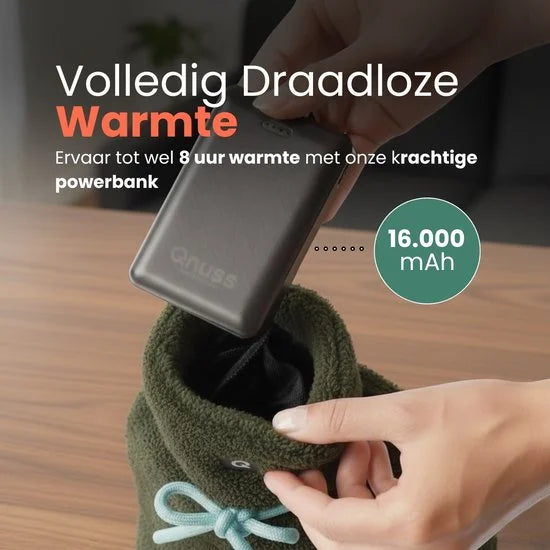 Qnuss Elektrische Kruik XL - Duurzaam & Draadloos - Oplaadbaar - Infraroodwarmte - Waterkruik - 40x20 cm - Groen - Inclusief Powerbank