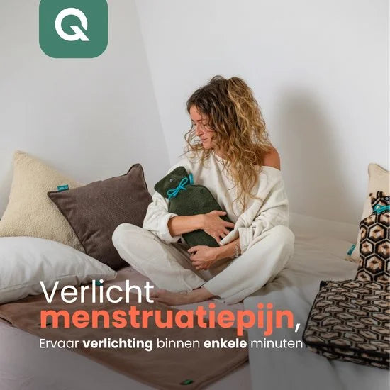 Qnuss Elektrische Kruik XL - Duurzaam & Draadloos - Oplaadbaar - Infraroodwarmte - Waterkruik - 40x20 cm - Groen - Inclusief Powerbank