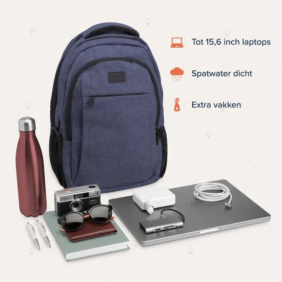 TRVLMORE 28L Rugzak - Rugtas met 15,6 Inch Laptopvak - Schooltas - Spatwaterdicht - Heren en Dames - Jongens en Meisjes - Blauw