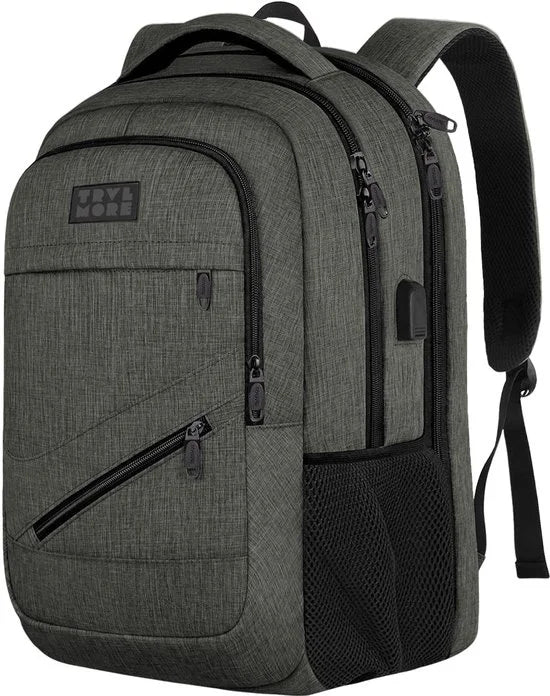 TRVLMORE 36L Rugzak - Rugtas met 17 Inch Laptopvak - Schooltas - Spatwaterdicht - Heren en Dames - Jongens en Meisjes - Grijsgroen