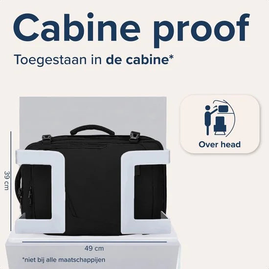 TRVLMORE 40L Reistas - Handbagage Rugzak - Rugtas - Weekendtas - Spatwaterdicht - Dames en Heren - Zwart