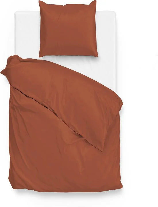 Zohome Dekbedovertrek Satinado - Effen Bedlinnen - 140x220 - Oranje - Dekbedhoes van 100% Katoen-Satijn