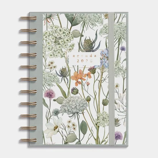 Hobbit - Ringband Agenda 2026 - Agenda A6 (14,8 x 11 cm) - Spiraal Agenda - 1 week op 2 pagina's - Flexibele Kaft - Weidebloemen
