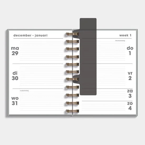 Hobbit - Ringband Agenda 2026 - Agenda A6 (14,8 x 11 cm) - Spiraal Agenda - 1 week op 2 pagina's - Flexibele Kaft - Weidebloemen