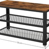 Schoenenrek | Vintage | Hout | Metaal | Stevig | Meubilair | Industrieel | 73x30x45cm | Bruin | Zwart
