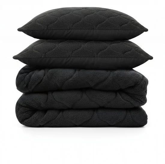 Sleeptime 2 in 1 Teddy Premium Dekbed zonder Overtrek - Dekbed Inclusief Slopen - 240 x 200 cm - Zwart