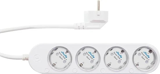 SHELLY Power Strip 4 Gen4, 4-voudig, wit, WiFi, Bluetooth, Zigbee, Matter, HomeKit, Alexa