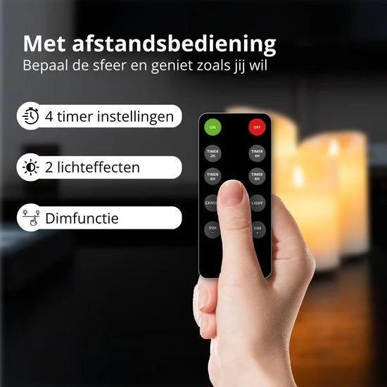 FlinQ Oplaadbare LED Kaarsen met Bewegende Vlam - Inclusief Afstandsbediening met Timer en Dimfunctie - Nep Kaarsen met Flikkerende Vlam - Dinerkaars