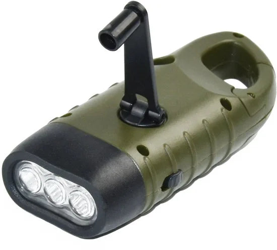FlinQ Opwindbare Zaklamp - LED Knijpkat met Dynamo Opwindbaar - Oplaadbare Batterij door Handmatig Opwinden - Waterdichte Noodverlichting voor een No