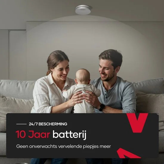 SAVS SM11R4 Draadloos koppelbare rookmelder - SafeLink - 10 jaar batterij - Extra dun design - Geen LED lampje - Montage zonder boren - Voldoet aan E