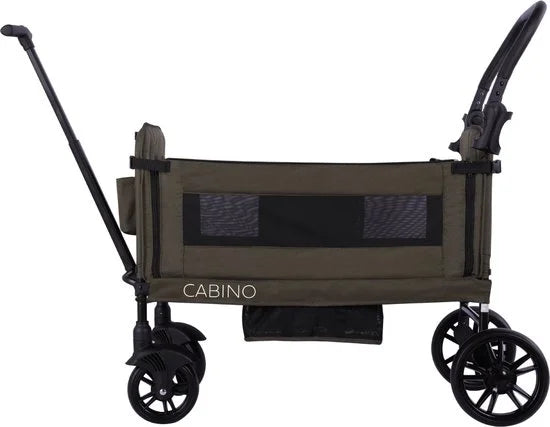 Cabino Waggie Bolderkar Opvouwbaar Met 2 Zitjes – Inclusief Duwstang, Trekbeugel & Drinkbeker – Max. 44 kg - Groen
