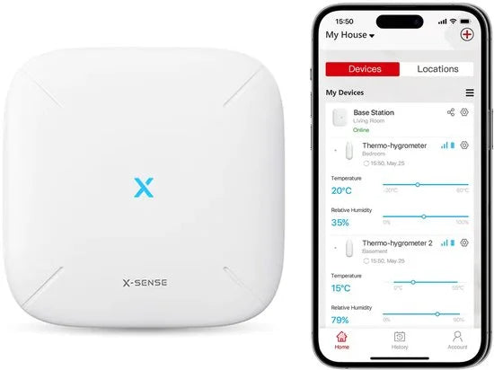 X-Sense SBS50 Base station - WiFi gateway - Voor de XS01-M Rookmelder en XC01-M Koolmonoxidemelder - Smart home - Werkt via app