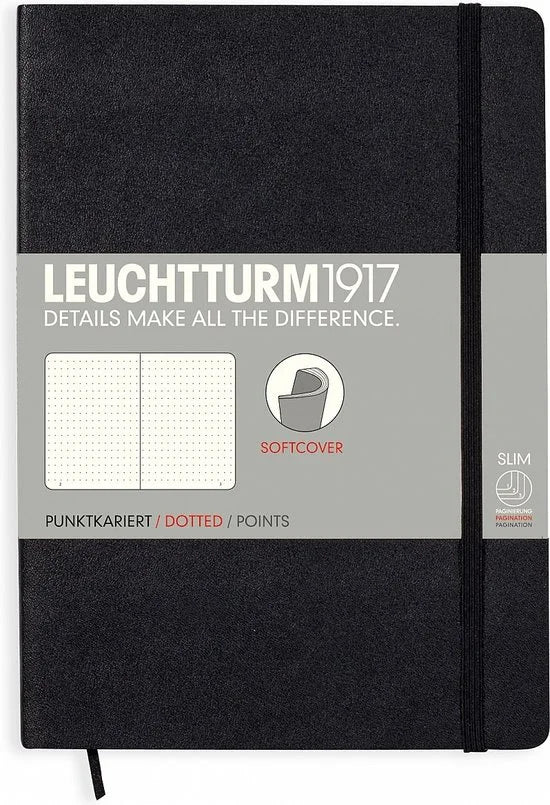Leuchtturm1917 Notitieboek Medium - Softcover - Puntjes - Zwart