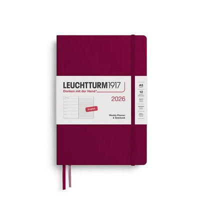 Leuchtturm1917 - Agenda 2026 - A5 Weekly Planner & Notebook 2026 hardcover Port Red - 15x21cm