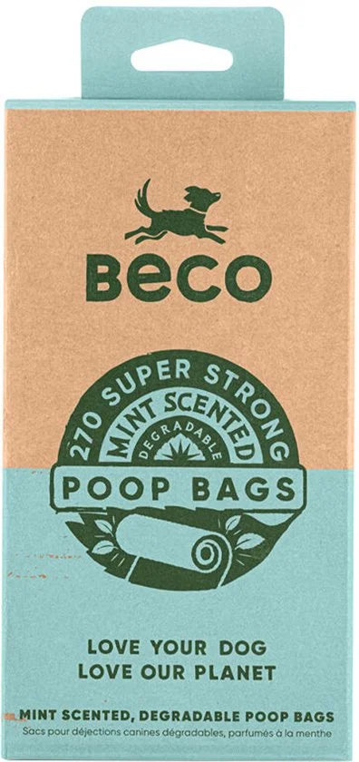 Beco Pets Afbreekbare Hondenpoepzakjes - Mint Geur - 270 stuks (18 x 15)