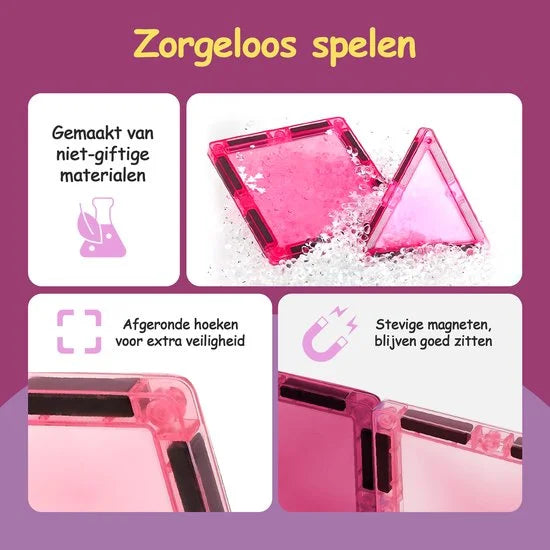 Magnetic Tiles - Speelgoed - Magnetische Tegels - Prinsessen - Educatief & Constructie - Montessori - 81 Stuks - Bouwstenen - Bouwblokken - Voor 3, 4