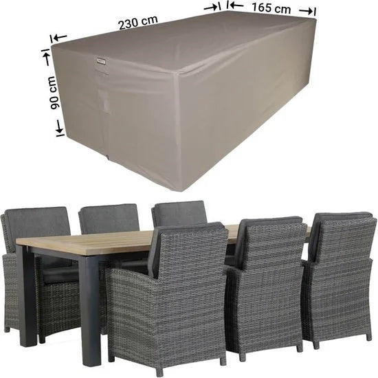 Raffles Covers Tuinsethoes - 230 x 165 H: 90 cm - RDS230165 - Waterdicht - Ademend - UV-bestendig - Elastisch rijgkoord - Beschermhoes tuinmeubelen -