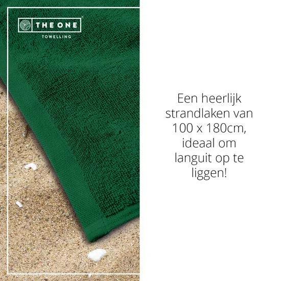 The One Towelling Classic Strandlaken - 100 x 180 cm - Strand handdoek - Hoge vochtopname - 100% Gekamd katoen - Groen