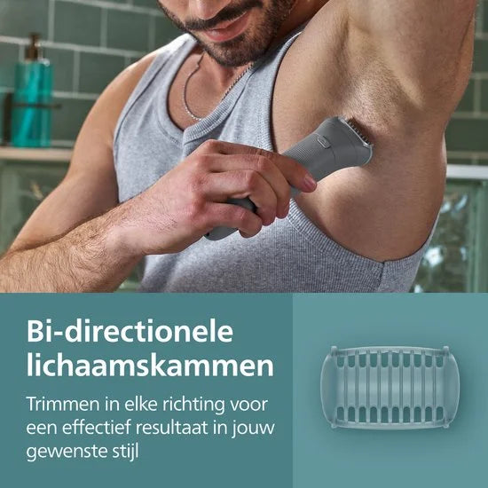Philips Series 3000 Bodygroomer mannen - Body Trimmer - 2 extra Trimkammen - BG3480/15