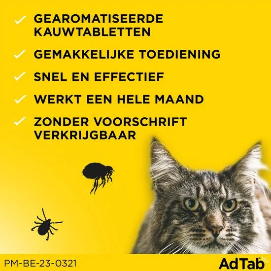 Elanco AdTab Anti Vlooien en Teek - Kauwtabletten - Kat - >2-8 kg - 3st