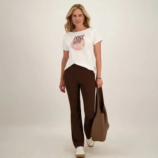 Je m'appelle Travelstof At Work Broek Flared fit Met stretch - Bruin - Maat M