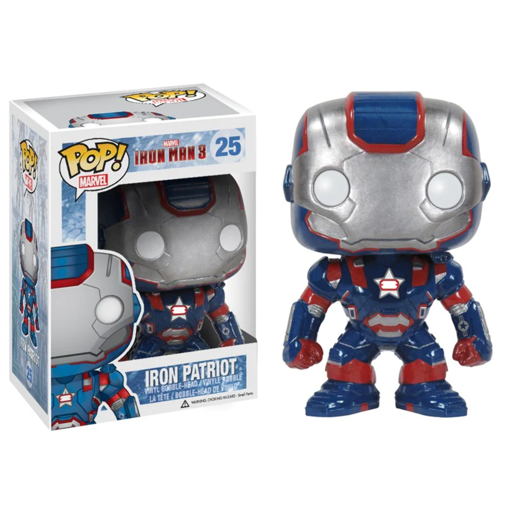 Figurine Funko Pop Iron Patriot en vinyle à tête branlante n° 25 Marvel Iron Man 3, neuve en boîte